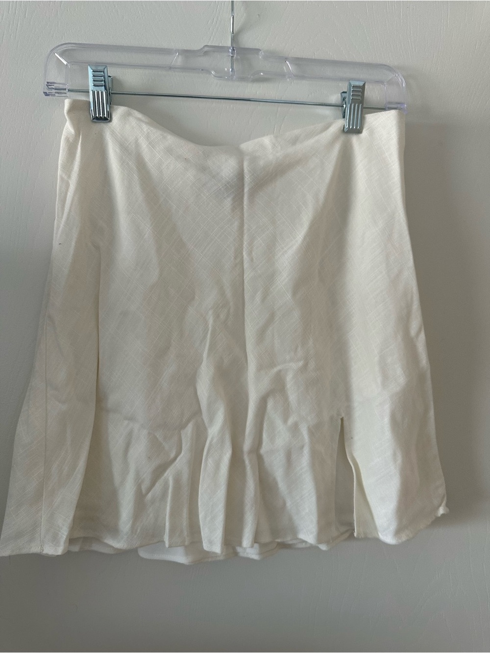Cotton Candy White Mini Skirt with Front Slit
